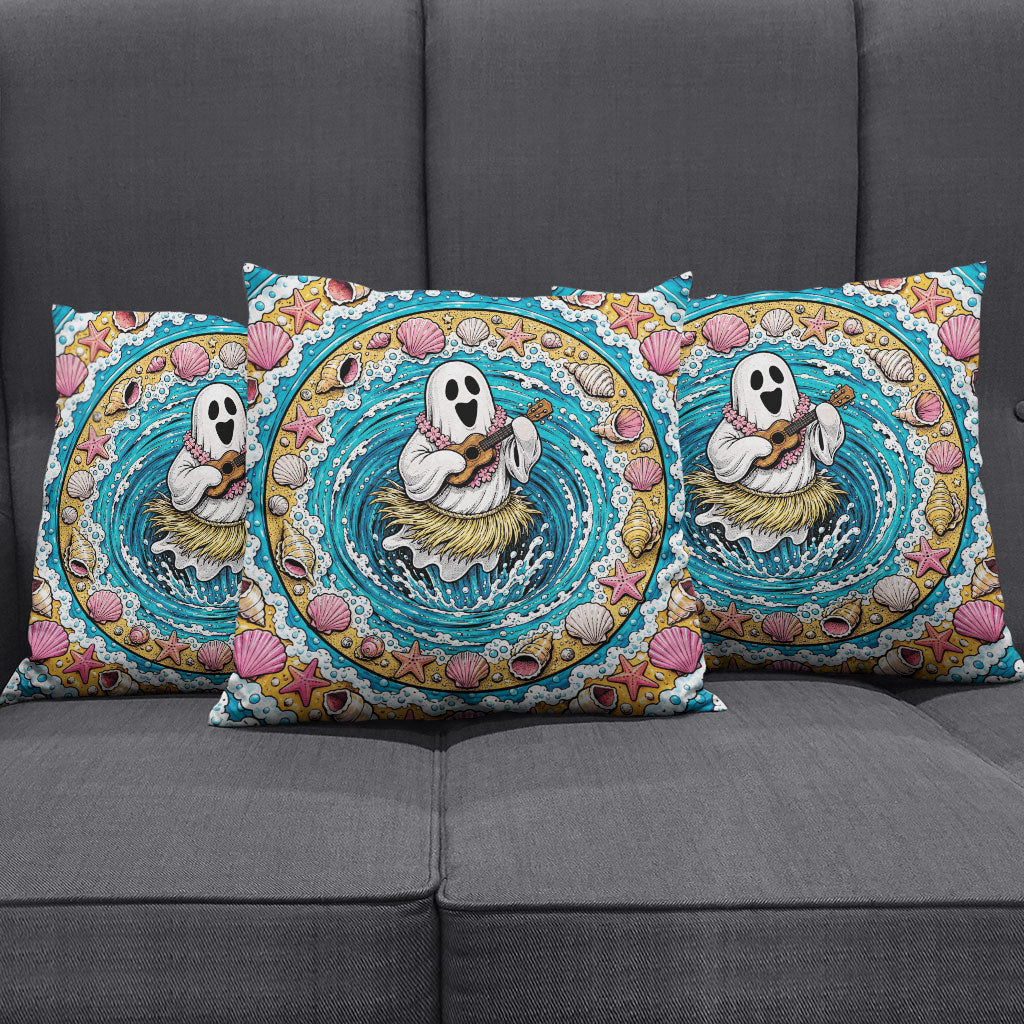 3D Illusion Hula Ghost Halloween Pillow Cover Hawaiian Ukulele Spirit Ocean Vortex