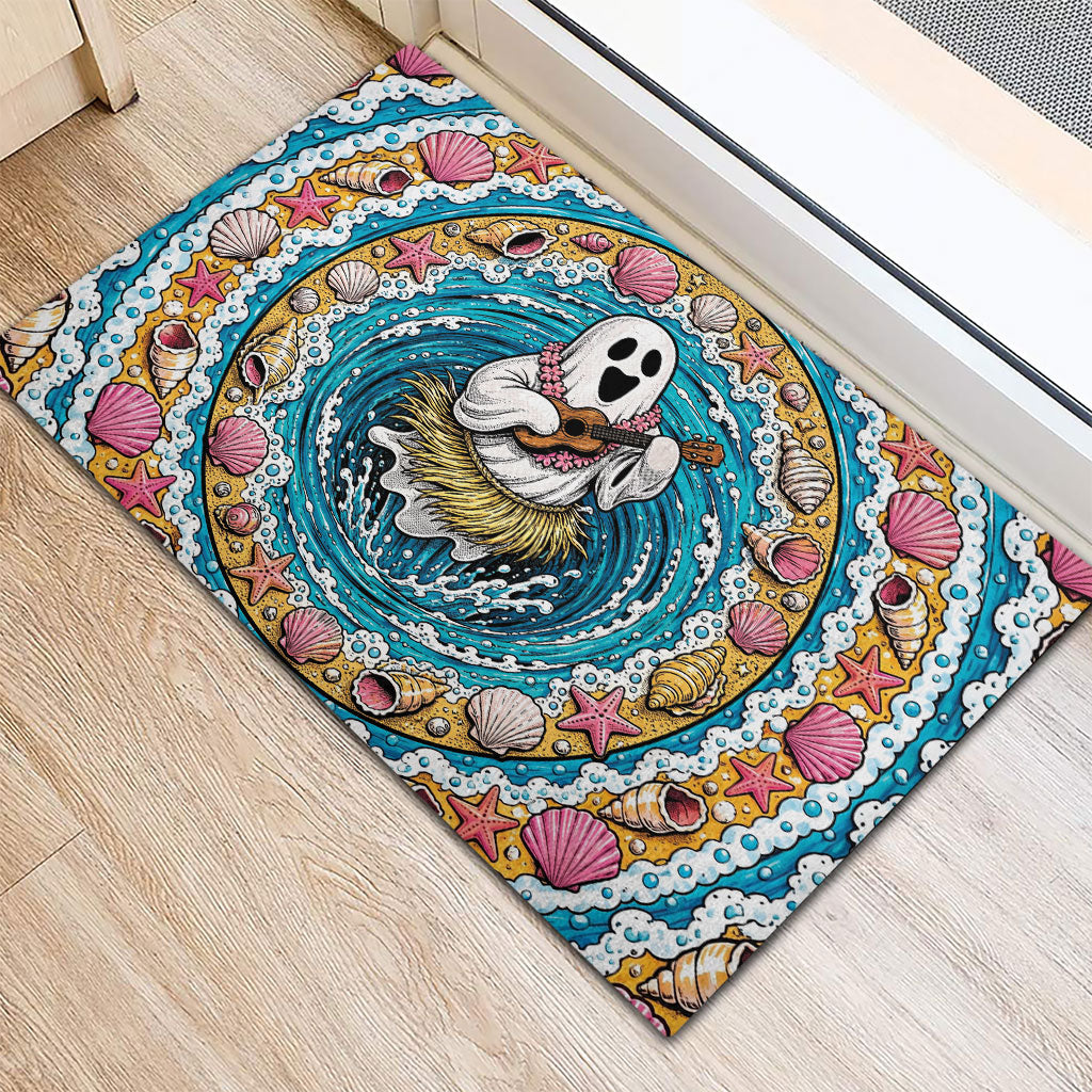 3D Illusion Hula Ghost Halloween Rubber Doormat Hawaiian Ukulele Spirit Ocean Vortex