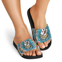 3D Illusion Hula Ghost Halloween Slide Sandals Hawaiian Ukulele Spirit Ocean Vortex