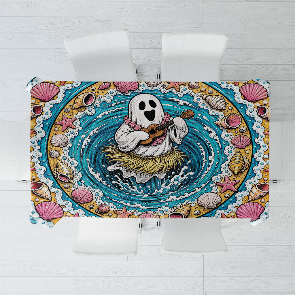 3D Illusion Hula Ghost Halloween Tablecloth Hawaiian Ukulele Spirit Ocean Vortex DT05 Yellow - Polynesian Pride