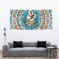 3D Illusion Hula Ghost Halloween Tapestry Hawaiian Ukulele Spirit Ocean Vortex