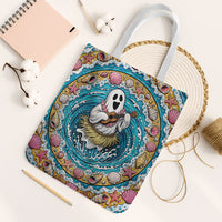 3D Illusion Hula Ghost Halloween Tote Bag Hawaiian Ukulele Spirit Ocean Vortex
