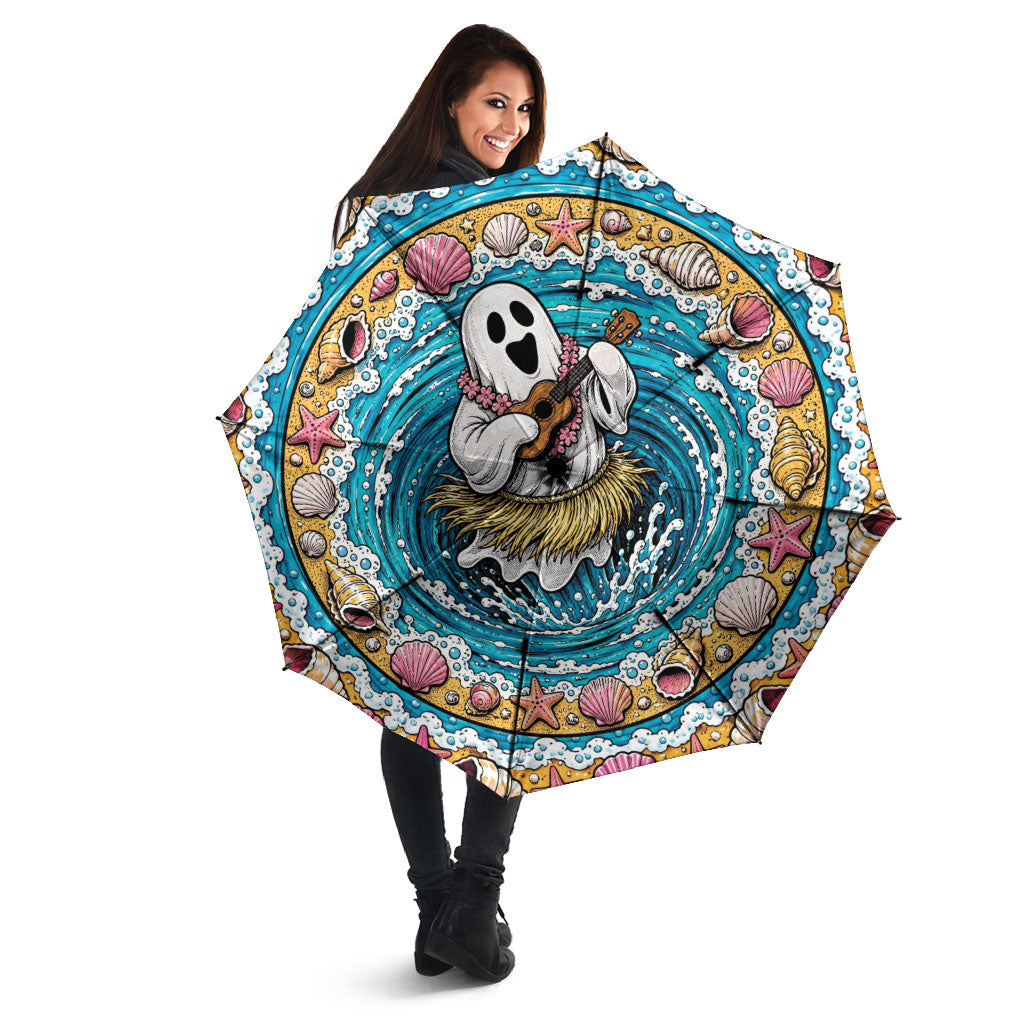 3D Illusion Hula Ghost Halloween Umbrella Hawaiian Ukulele Spirit Ocean Vortex