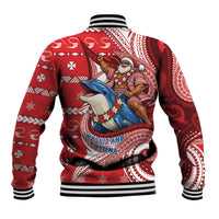 Wallis And Futuna Christmas Baseball Jacket Santa Riding Ocean Dolphin DT05 - Polynesian Pride