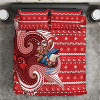 Wallis And Futuna Christmas Bedding Set Santa Riding Ocean Dolphin DT05 Red - Polynesian Pride