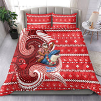 Wallis And Futuna Christmas Bedding Set Santa Riding Ocean Dolphin DT05 - Polynesian Pride