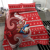Wallis And Futuna Christmas Bedding Set Santa Riding Ocean Dolphin DT05 - Polynesian Pride
