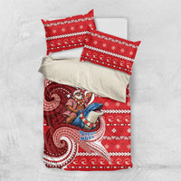 Wallis And Futuna Christmas Bedding Set Santa Riding Ocean Dolphin DT05 US Twin 172cm x 218cm Red - Polynesian Pride