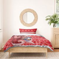 Wallis And Futuna Christmas Bedding Set Santa Riding Ocean Dolphin DT05 - Polynesian Pride