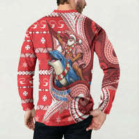 Wallis And Futuna Christmas Button Sweatshirt Santa Riding Ocean Dolphin DT05 - Polynesian Pride