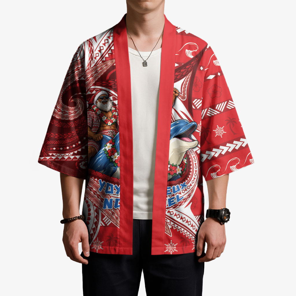 Wallis And Futuna Christmas Kimono Santa Riding Ocean Dolphin DT05 - Polynesian Pride