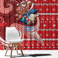 Wallis And Futuna Christmas Window Curtain Santa Riding Ocean Dolphin DT05 - Polynesian Pride