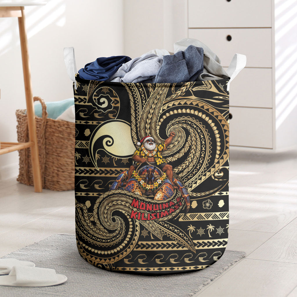 Niue Christmas Laundry Basket Santa Riding Coconut Crab DT05 Gold - Polynesian Pride