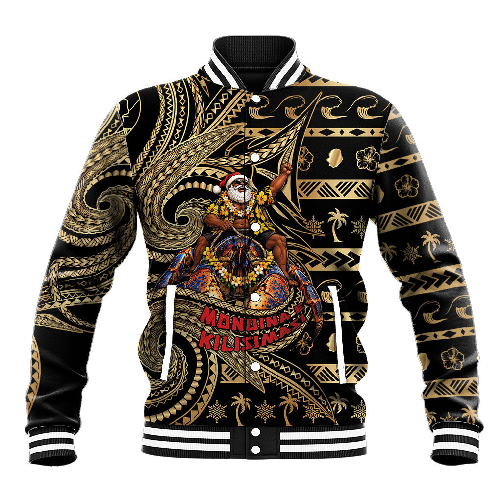 Niue Christmas Baseball Jacket Santa Riding Coconut Crab