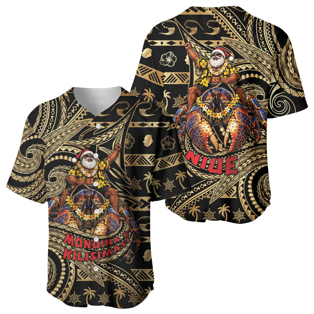 Niue Christmas Baseball Jersey Santa Riding Coconut Crab DT05 - Polynesian Pride