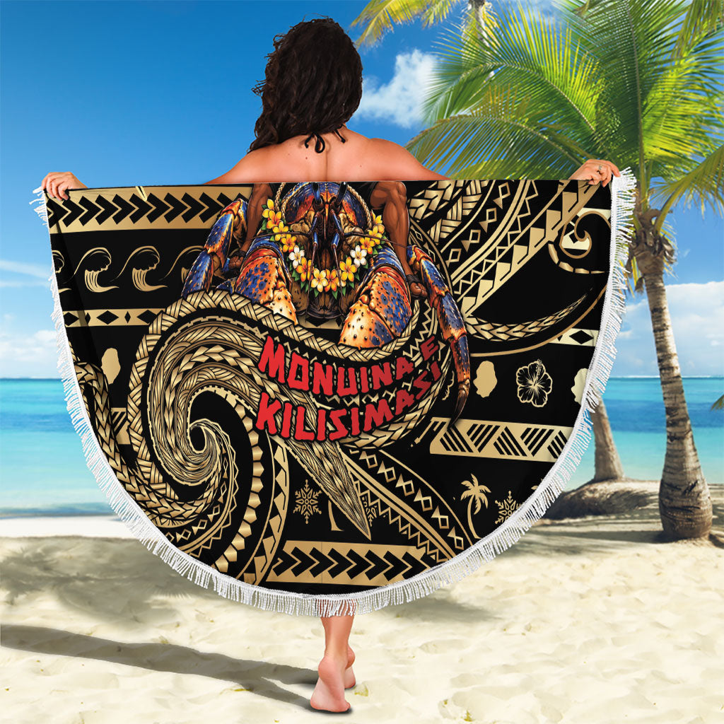 Niue Christmas Beach Blanket Santa Riding Coconut Crab DT05 - Polynesian Pride