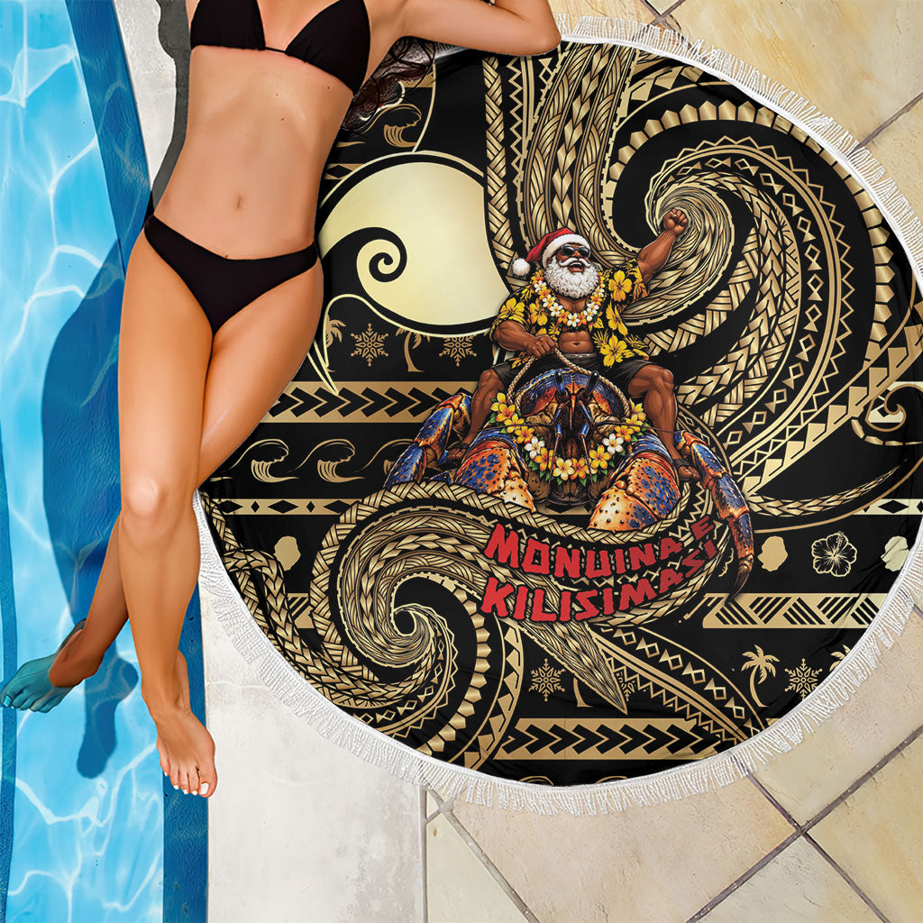 Niue Christmas Beach Blanket Santa Riding Coconut Crab DT05 - Polynesian Pride