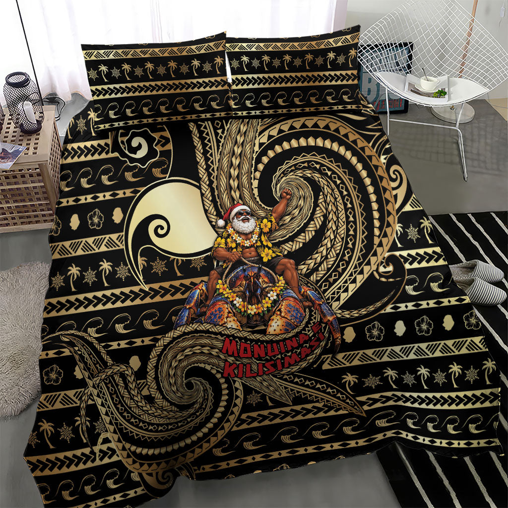 Niue Christmas Bedding Set Santa Riding Coconut Crab