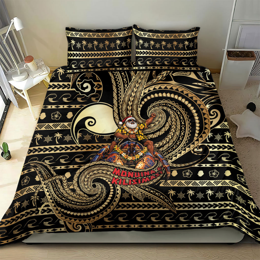 Niue Christmas Bedding Set Santa Riding Coconut Crab