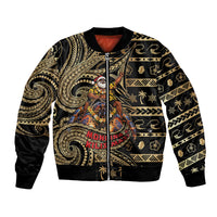 Niue Christmas Bomber Jacket Santa Riding Coconut Crab DT05 Unisex Gold - Polynesian Pride