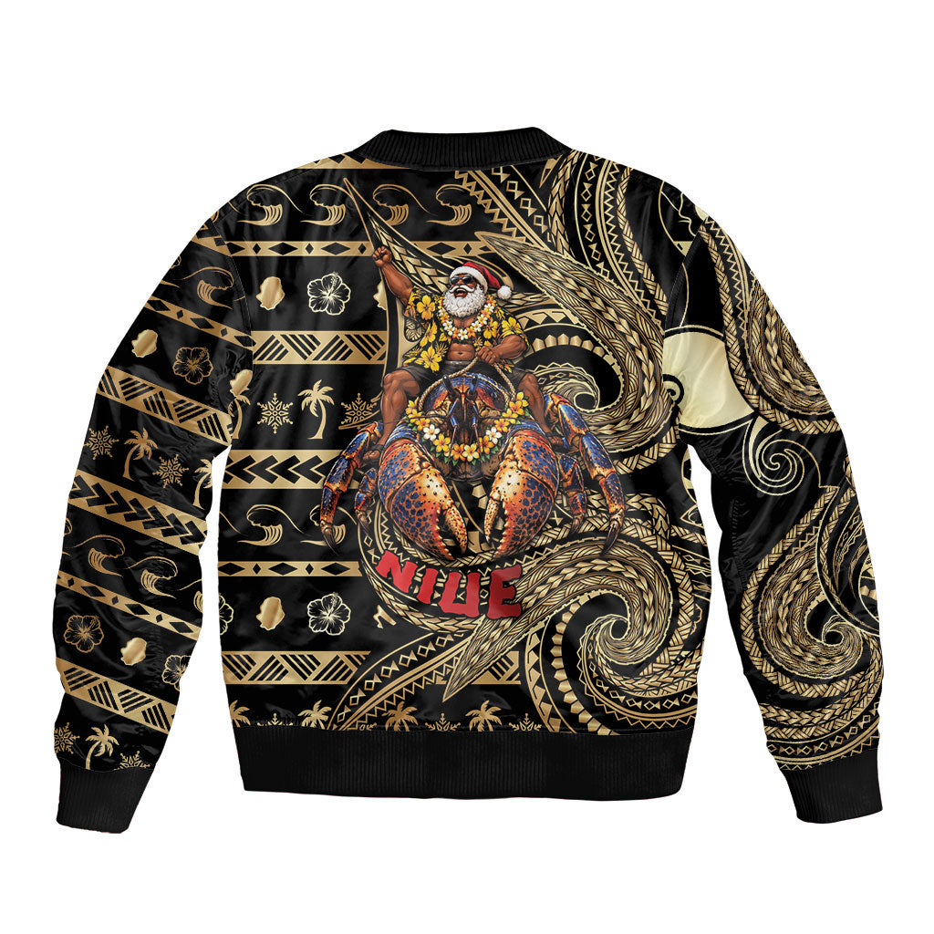 Niue Christmas Bomber Jacket Santa Riding Coconut Crab DT05 - Polynesian Pride