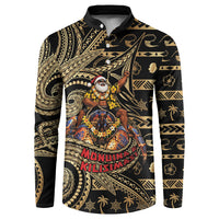 Niue Christmas Button Sweatshirt Santa Riding Coconut Crab