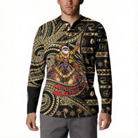 Niue Christmas Button Sweatshirt Santa Riding Coconut Crab