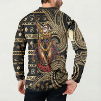 Niue Christmas Button Sweatshirt Santa Riding Coconut Crab