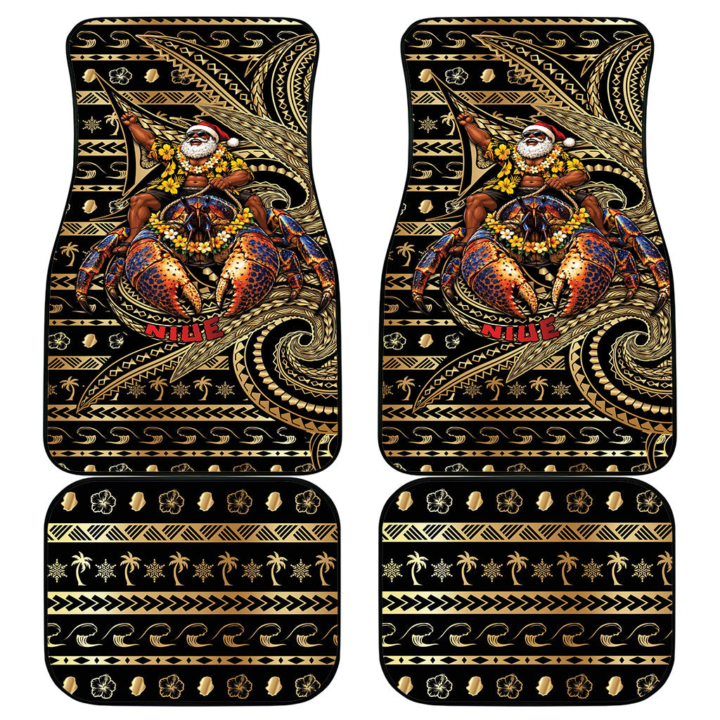 Niue Christmas Car Mats Santa Riding Coconut Crab DT05 - Polynesian Pride