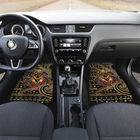 Niue Christmas Car Mats Santa Riding Coconut Crab DT05 Set 2pcs - Front Gold - Polynesian Pride