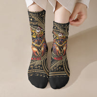 Niue Christmas Crew Socks Santa Riding Coconut Crab DT05 Crew Socks Gold - Polynesian Pride