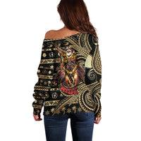 Niue Christmas Off Shoulder Sweater Santa Riding Coconut Crab DT05 - Polynesian Pride