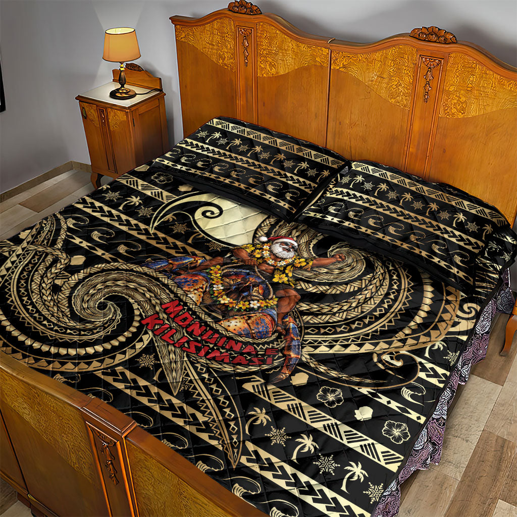 Niue Christmas Quilt Bed Set Santa Riding Coconut Crab DT05 - Polynesian Pride