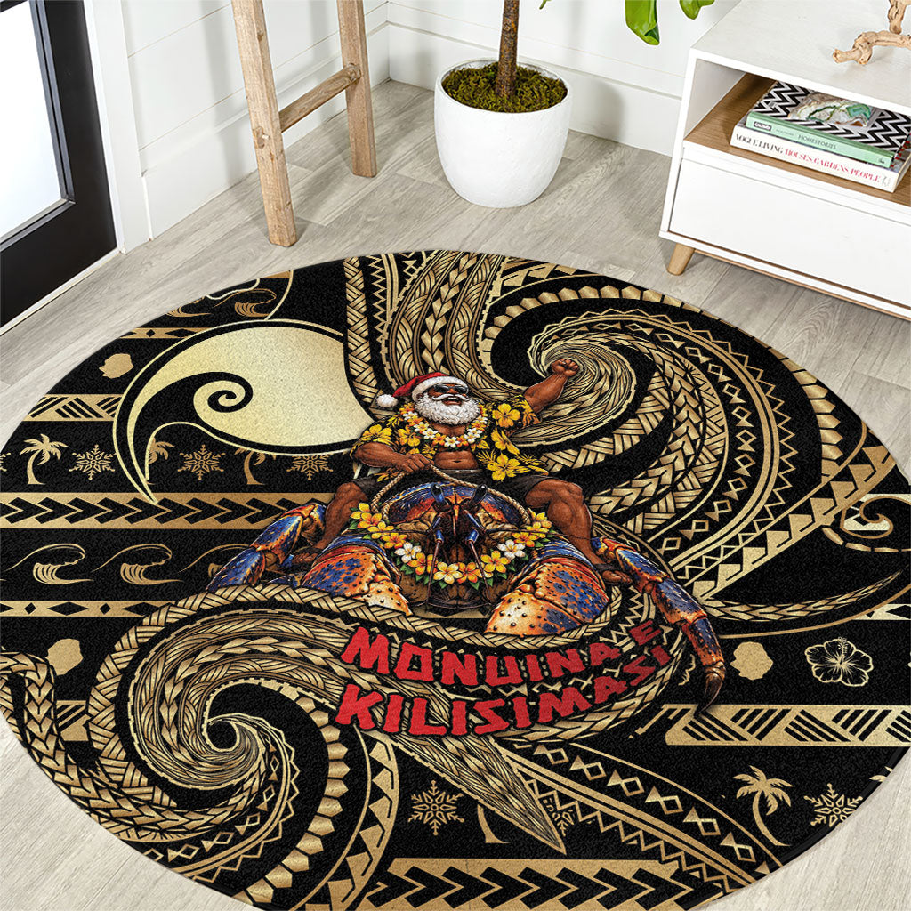 Niue Christmas Round Carpet Santa Riding Coconut Crab