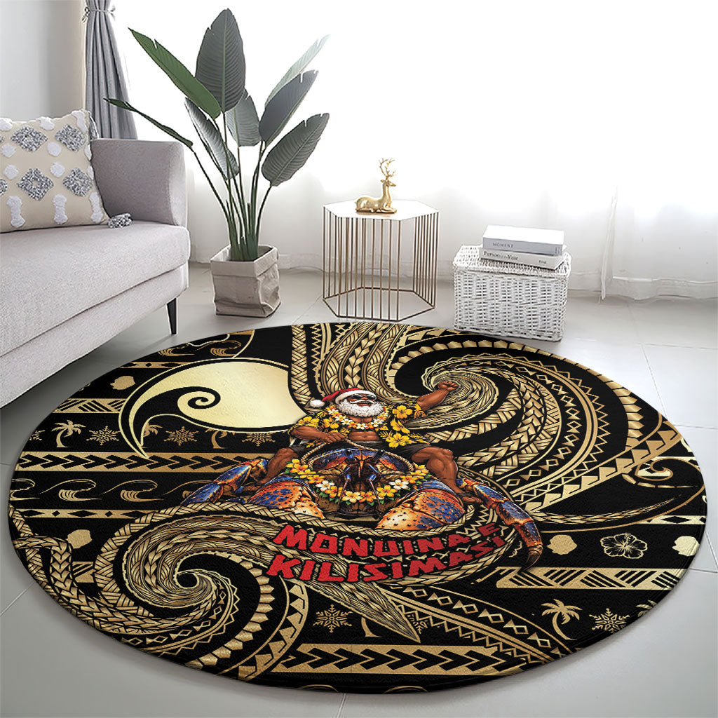 Niue Christmas Round Carpet Santa Riding Coconut Crab