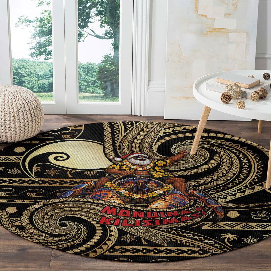 Niue Christmas Round Carpet Santa Riding Coconut Crab