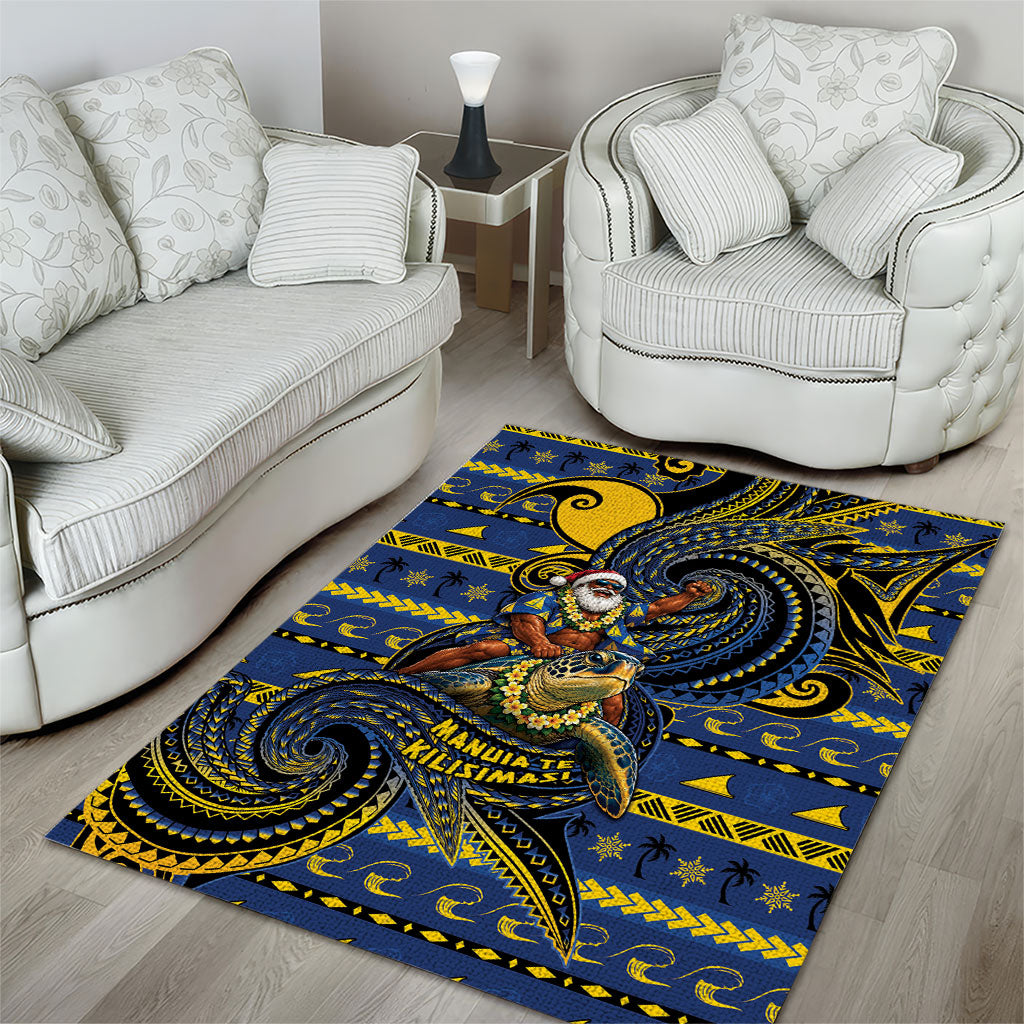 Tokelau Christmas Area Rug Santa Riding Sea Turtle DT05 - Polynesian Pride