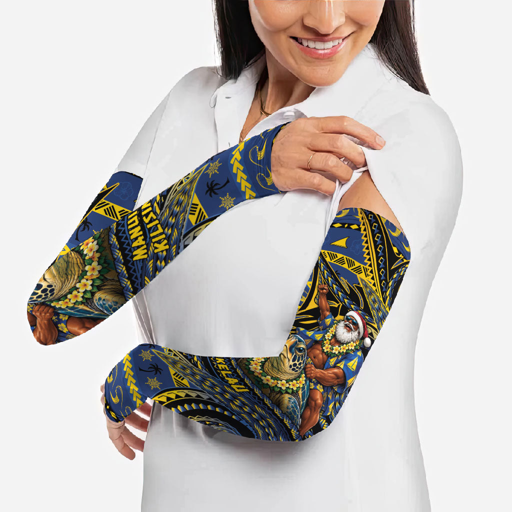 Tokelau Christmas Arm Sleeves Santa Riding Sea Turtle DT05 - Polynesian Pride