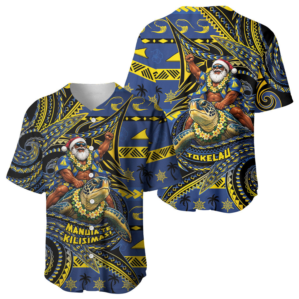 Tokelau Christmas Baseball Jersey Santa Riding Sea Turtle DT05 - Polynesian Pride