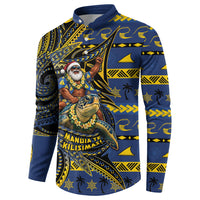 Tokelau Christmas Button Sweatshirt Santa Riding Sea Turtle DT05 - Polynesian Pride