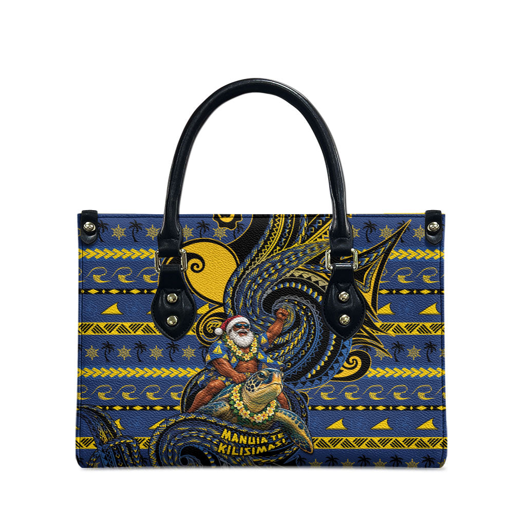 Tokelau Christmas Leather Bag Santa Riding Sea Turtle DT05 - Polynesian Pride
