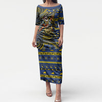 Tokelau Christmas Puletasi Santa Riding Sea Turtle DT05 Long Dress Navy - Polynesian Pride