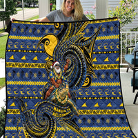 Tokelau Christmas Quilt Santa Riding Sea Turtle DT05 Navy - Polynesian Pride
