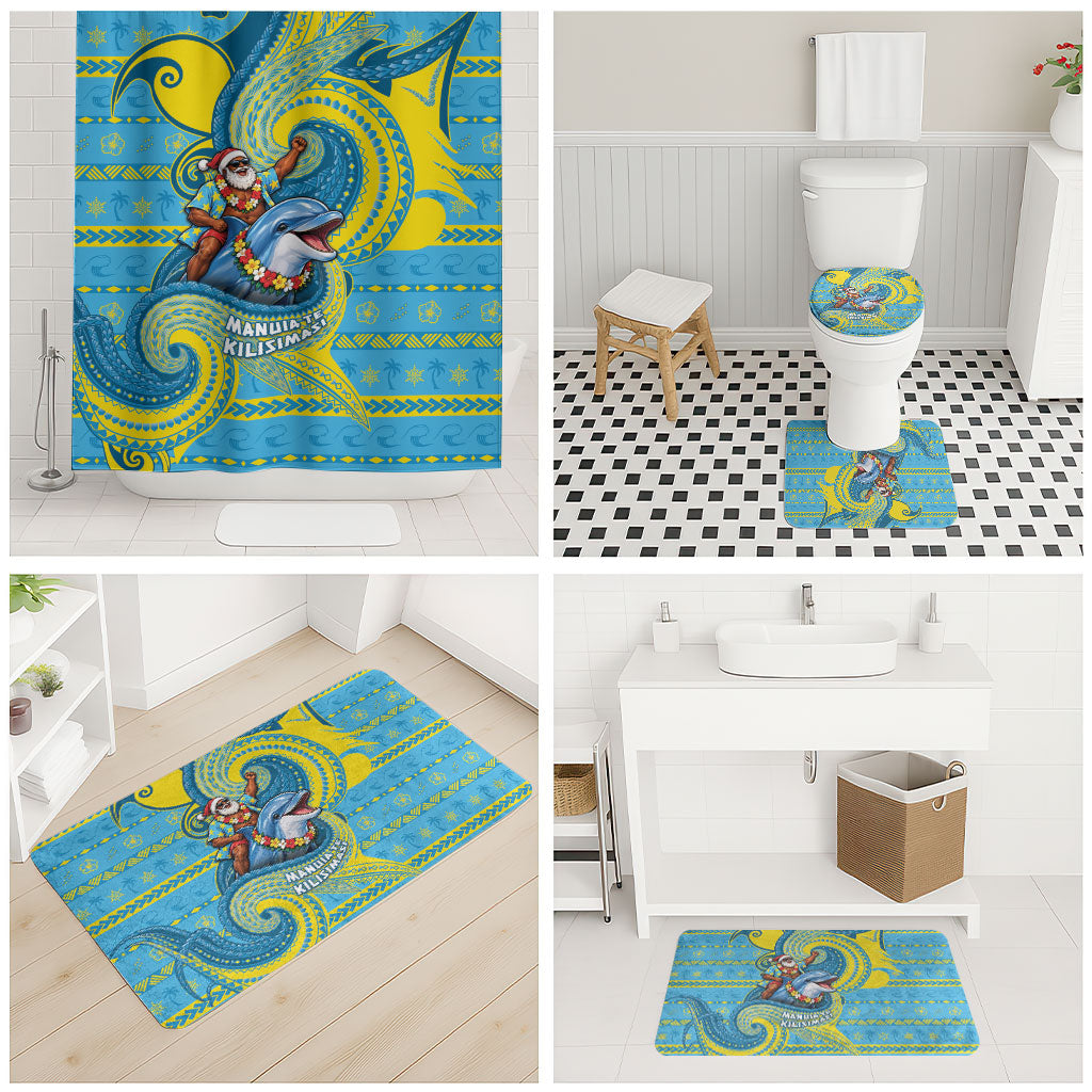 Tuvalu Christmas Bathroom Set Santa Riding Ocean Dolphin DT05 - Polynesian Pride