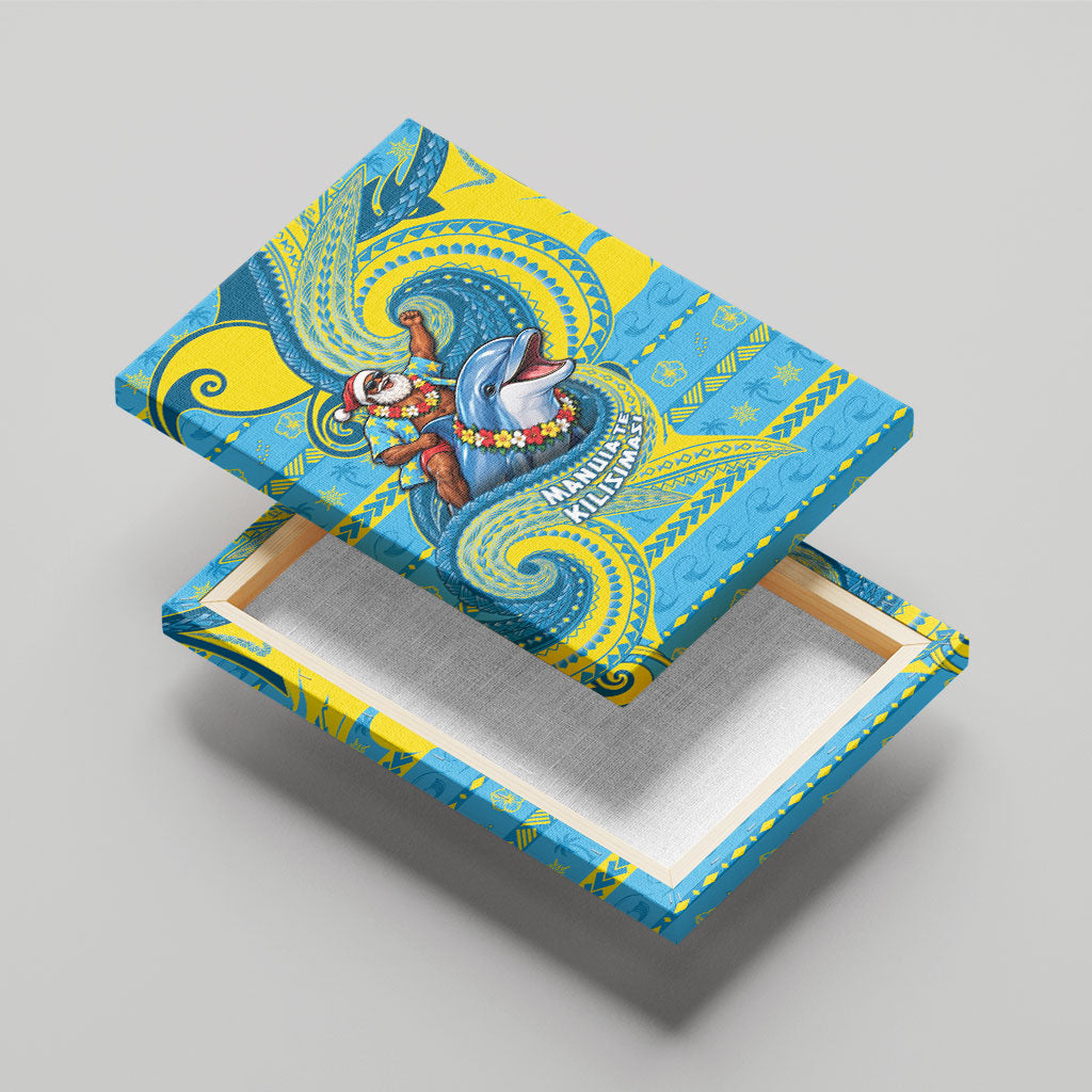 Tuvalu Christmas Canvas Wall Art Santa Riding Ocean Dolphin DT05 - Polynesian Pride