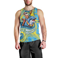 Tuvalu Christmas Men Tank Top Santa Riding Ocean Dolphin DT05 - Polynesian Pride
