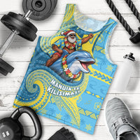 Tuvalu Christmas Men Tank Top Santa Riding Ocean Dolphin DT05 - Polynesian Pride