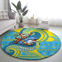 Tuvalu Christmas Round Carpet Santa Riding Ocean Dolphin DT05 - Polynesian Pride