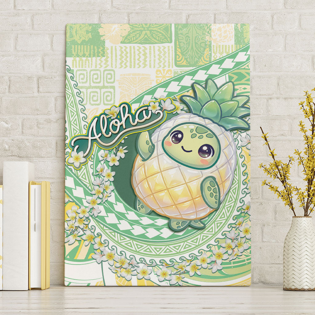 Hawaii Pineapple Canvas Wall Art Cute Cosplay Turtle Plumeria Spiral
