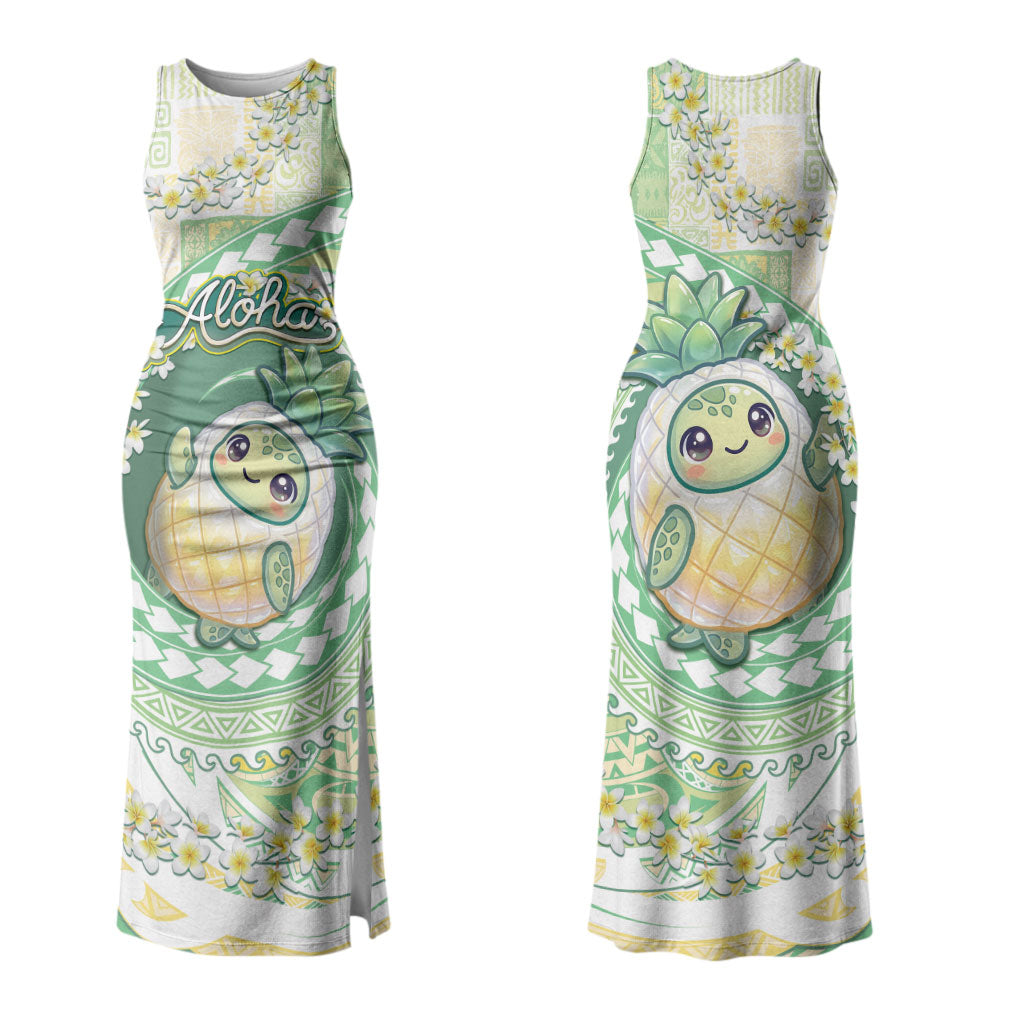 Hawaii Pineapple Couples Matching Tank Maxi Dress and Long Sleeve Button Shirt Cute Cosplay Turtle Plumeria Spiral DT05 - Polynesian Pride